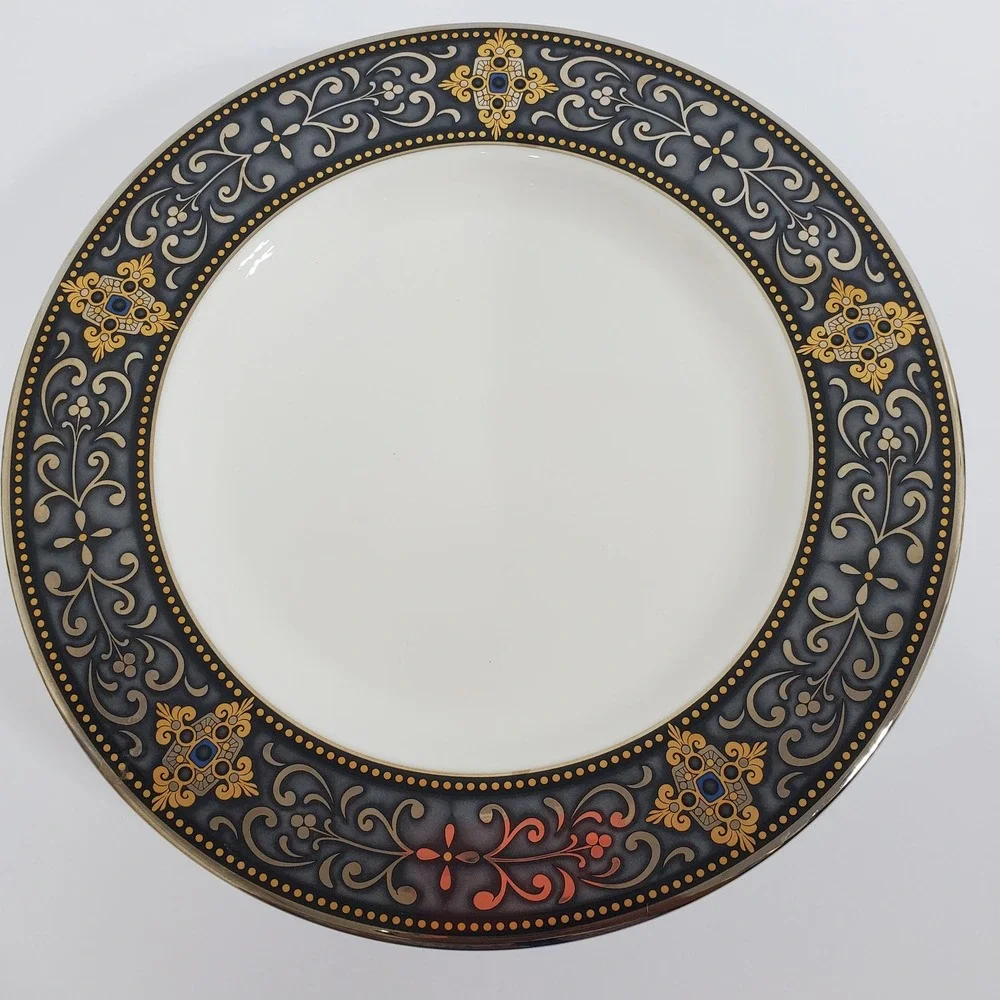 Lenox Vintage Jewel Salad Plates Set of 5 White  Gold  Fine China